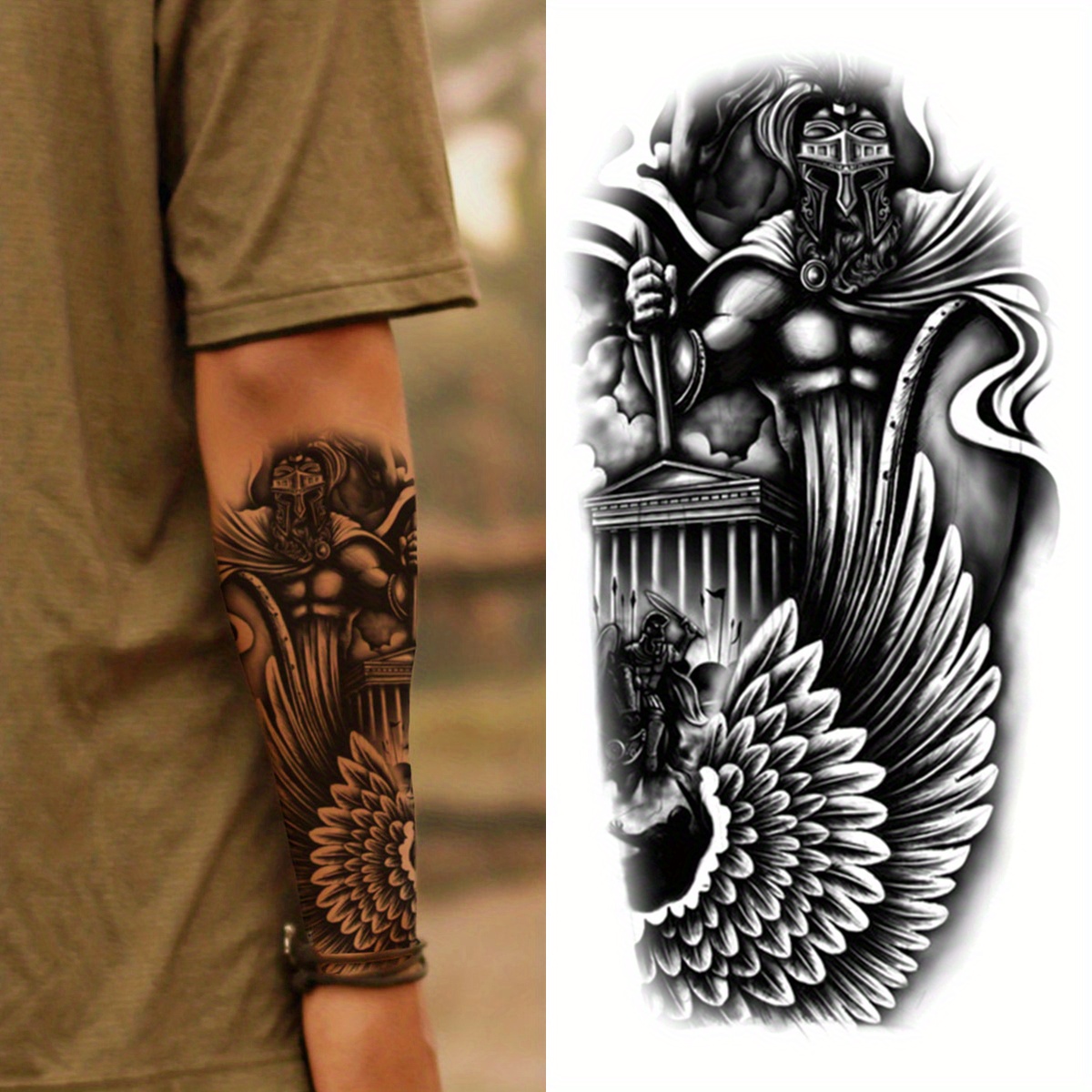 Tattoo Sticker Wolf Snake Army Tribe Bride Pattern Half Arm - Temu