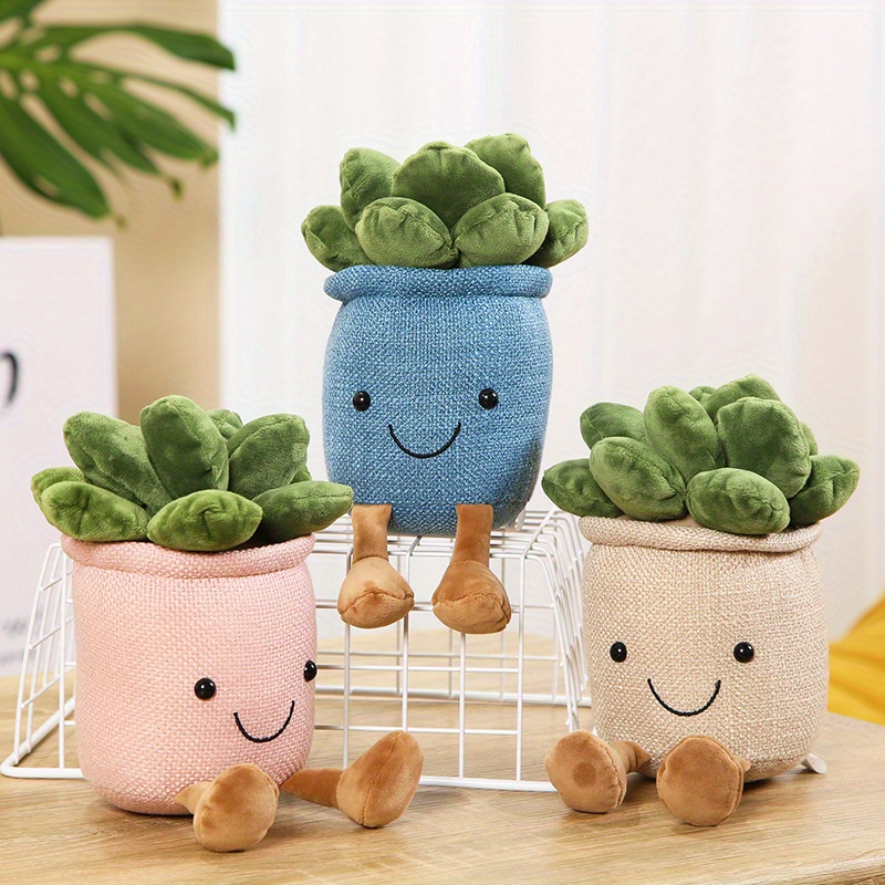 Sijiali Succulent Plush Toy Smile Display Mold Soft Plants Pillow House  Decorations