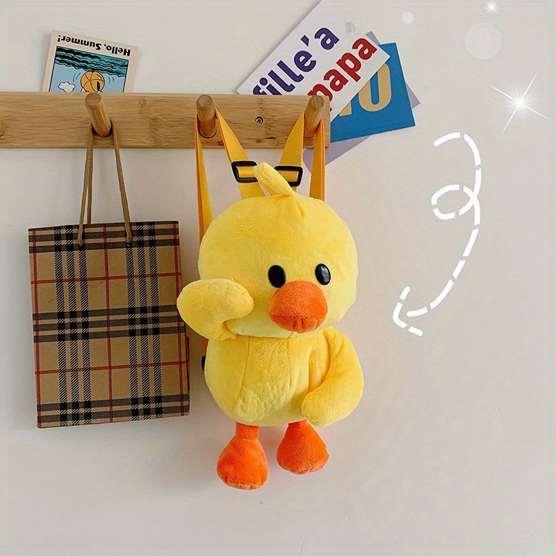 Plush Yellow Duck Backpack, Kawaii Cartoon Design Purse, Stuffed Cartoon  Animal Shaped Daypack Fluffy Bag