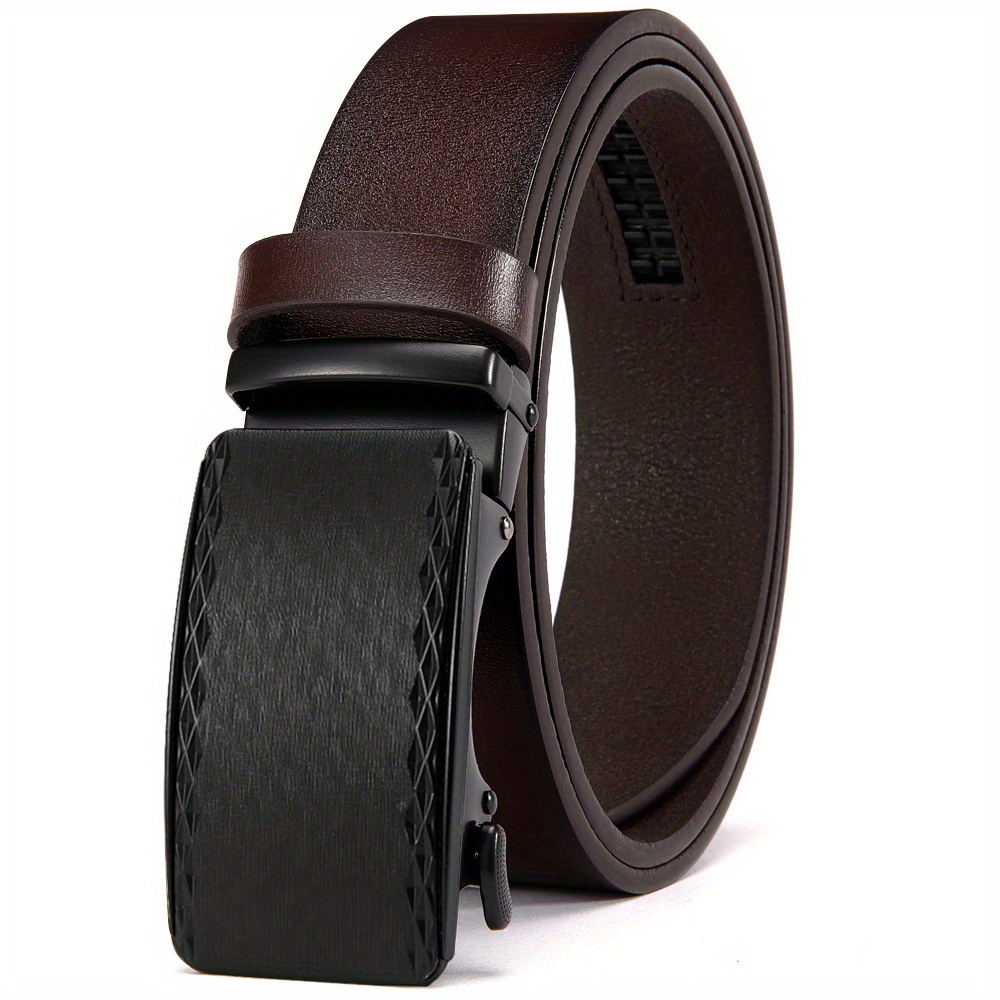 Men's Leather Ratchet Belt Automatic Buckle For Casual Jeans