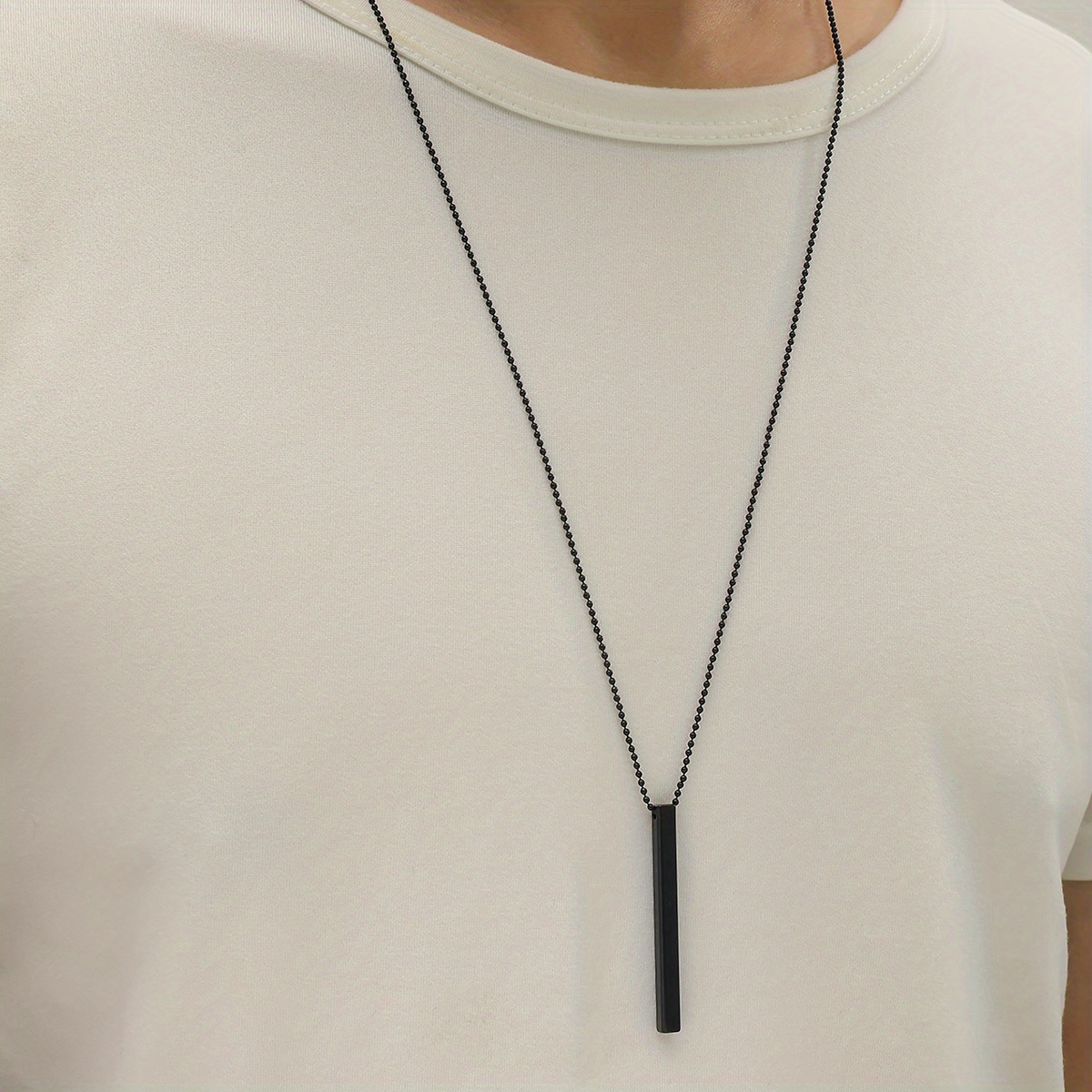 Hot Classic Rectangle Pendant Necklace Men Stainless Steel Black Color  Cuban Chain Necklace For Men Jewelry Gift