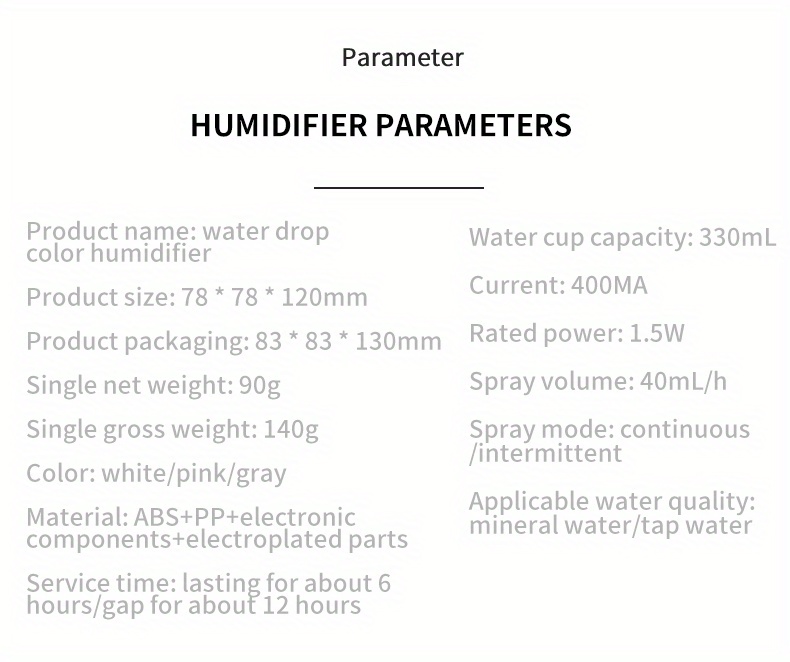 1 Pza Minihumidificador Portátil 200 ml/330 ml Humidificador - Temu