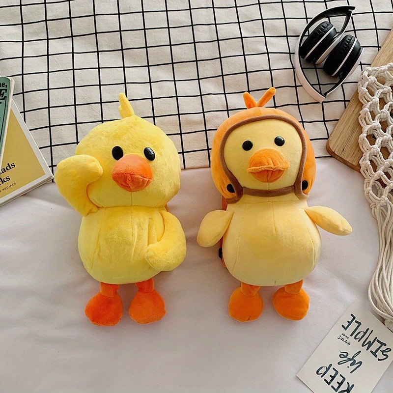 Plush Yellow Duck Backpack, Kawaii Cartoon Design Purse, Animal Shaped  Daypack