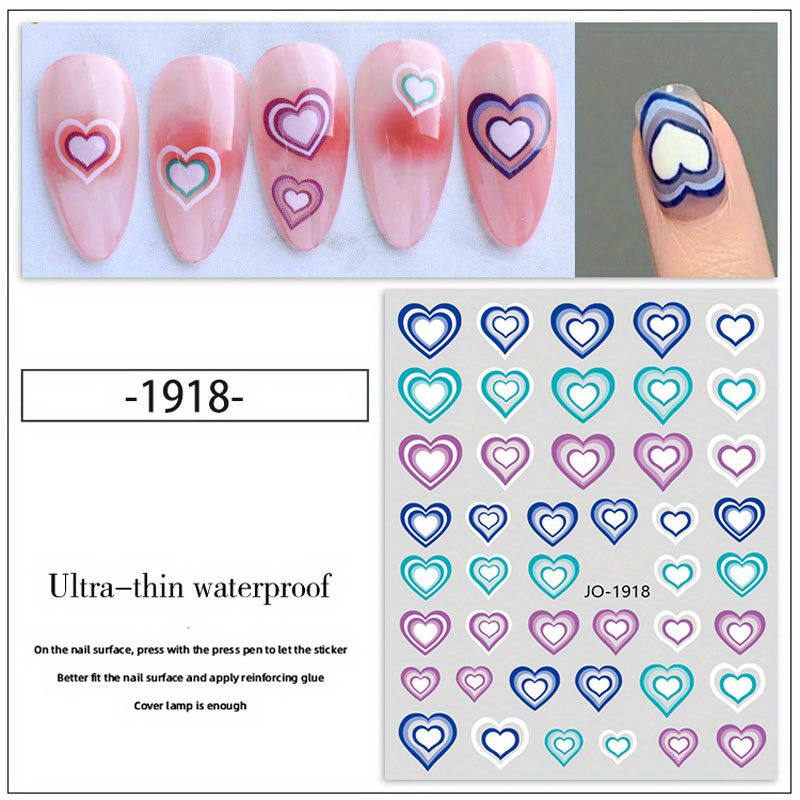 3D Nail Art Stickers Love heart Star Light Manicure Design