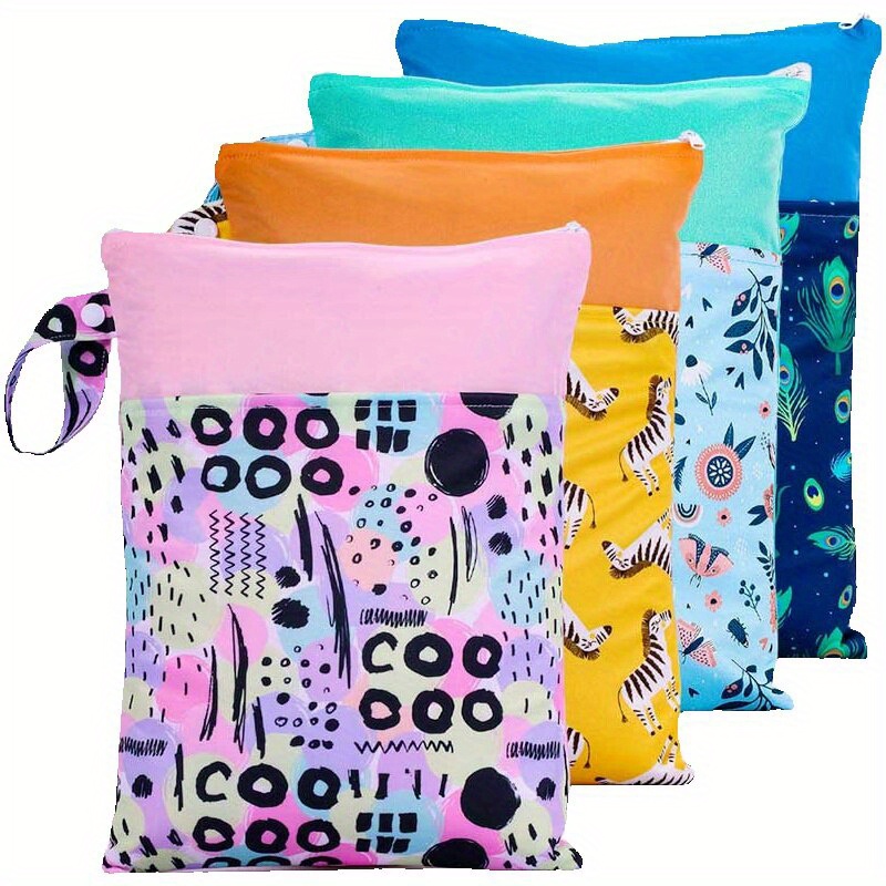 9 84 13 78inch waterproof multicolor reusable nappies bag wet dry   bag with double pocket cloth handle wetbag details 0