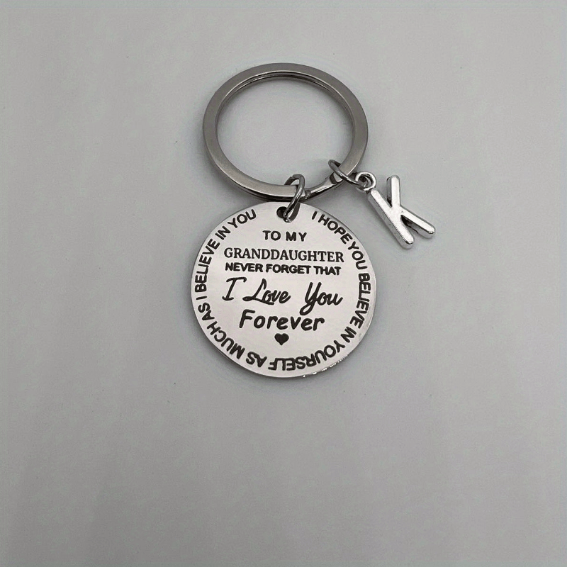 Temu 1pc 1.18Inch/3cm Width (Initial A-T) Stainless Steel Engraved initials Keychain Key Ring Boy/Girl Inspirational Gift Keychain Best Gift Idea for