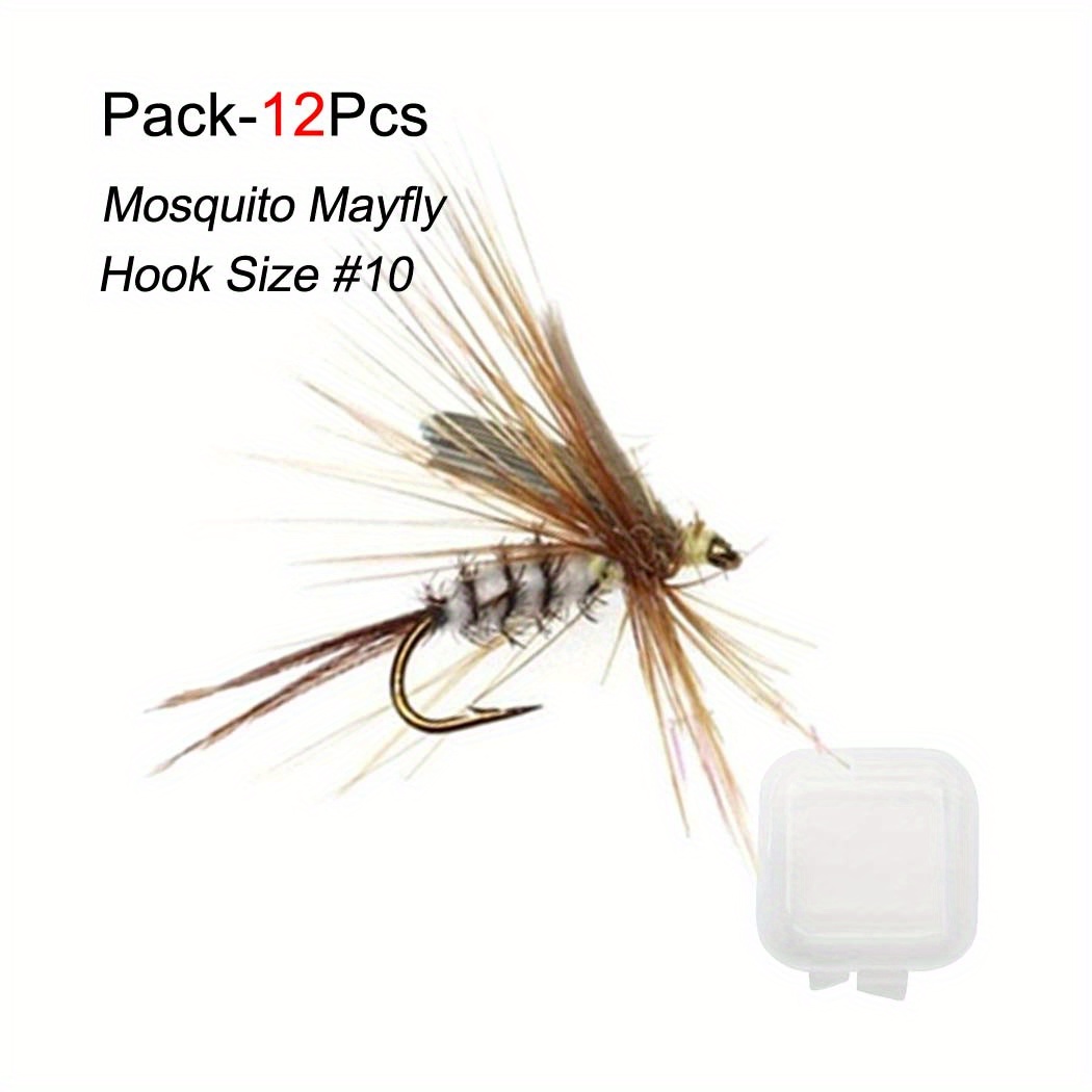 6 Pieces Black Mosquito Fly Fishing Flies Fishing Dry Flies Fishing Lures  Baits Trout Salmon Lures 2.2cm/0.9 Inch