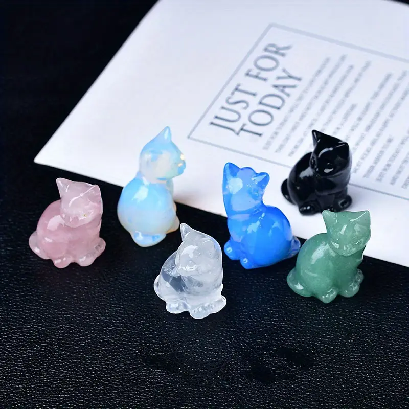 1шт. кристальные резьбы кот карманный подарок кристалл подарок животное статуя кристалл статуя каменные детали 2