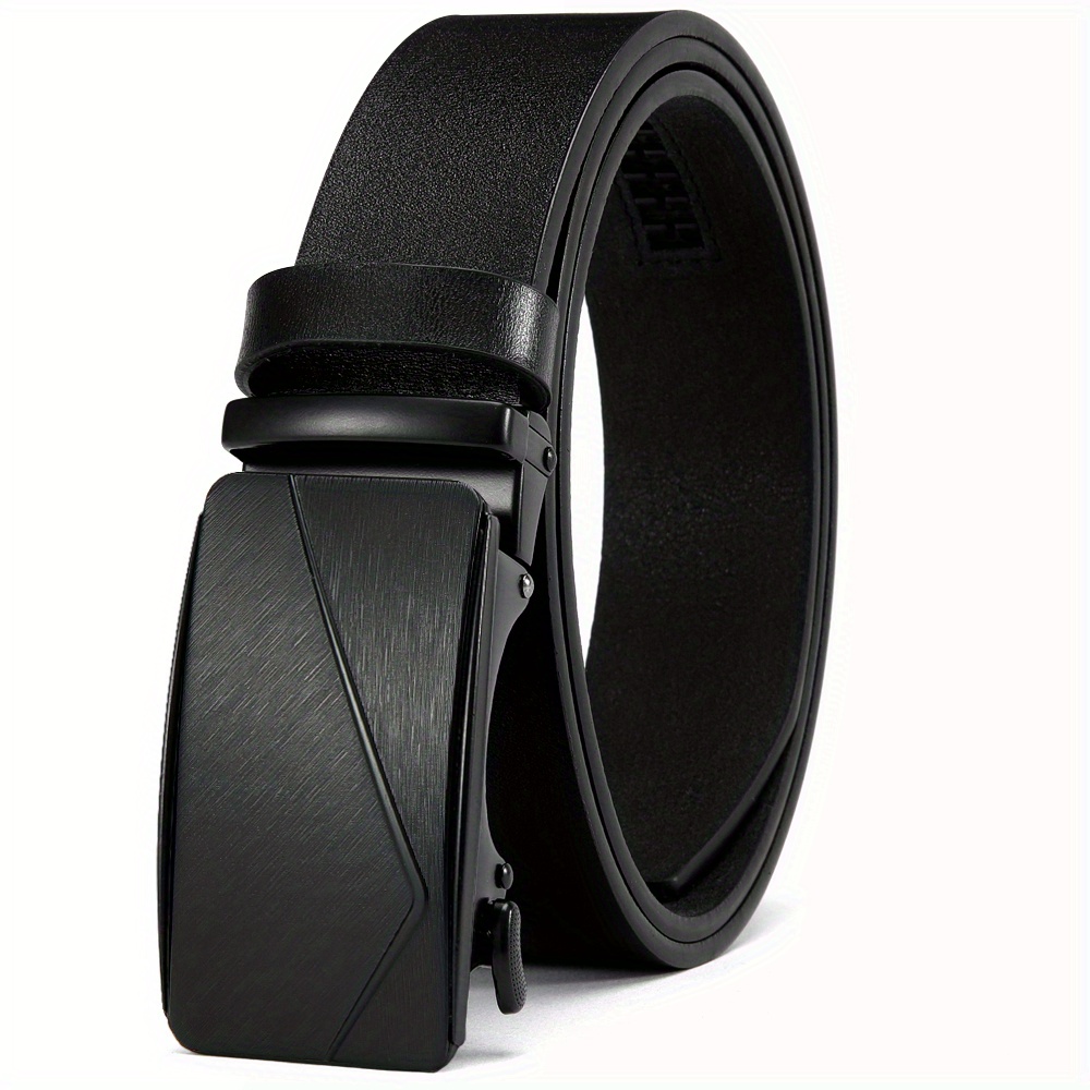 Men's Leather Ratchet Belt Automatic Buckle For Casual Jeans
