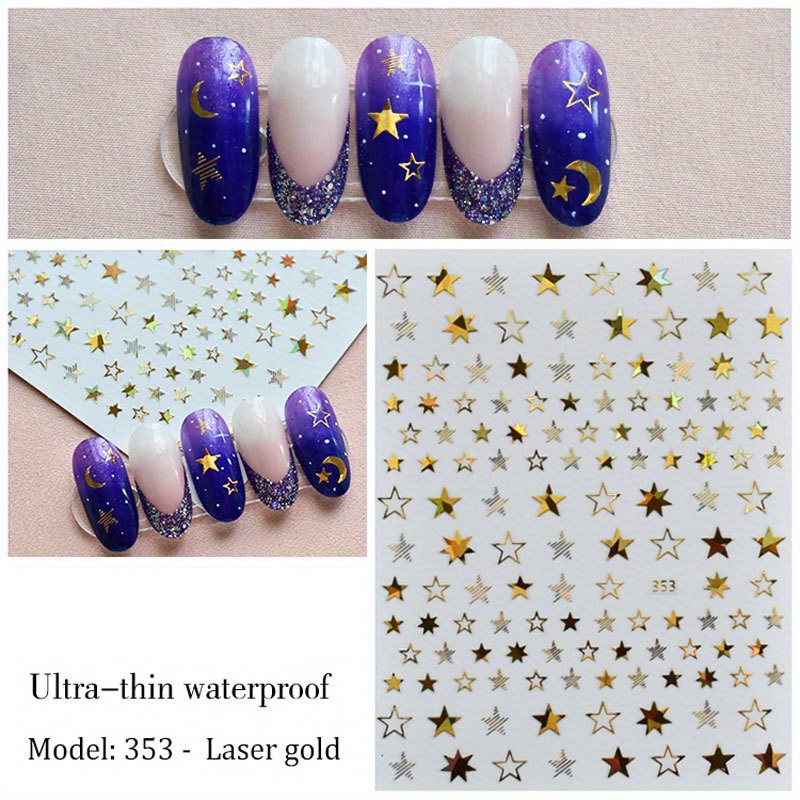 Holographic Gold & Silver Shapes Nail Art Stickers