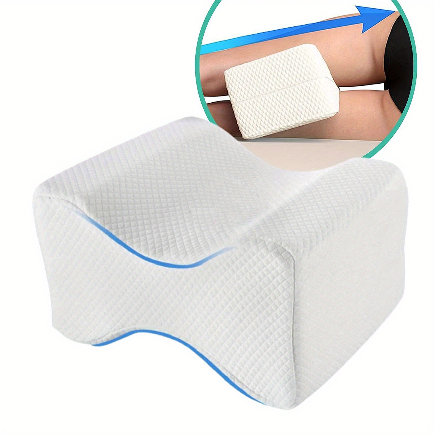  Knee Pillow for Side Sleepers - 100% Memory Foam Wedge Contour  - Leg Pillows for Sleeping - Spacer Cushion for Spine Alignment, Back Pain,  Pregnancy Support (White) : Home & Kitchen