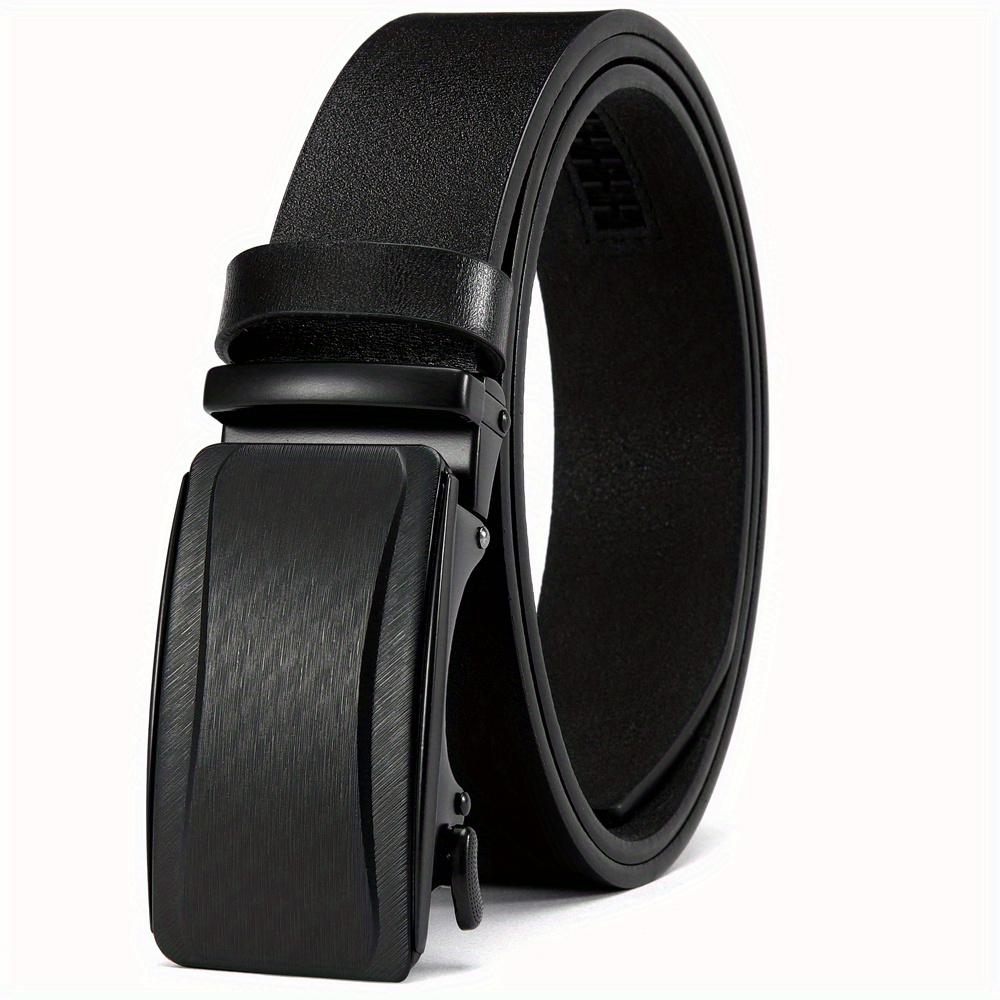 Men's Leather Ratchet Belt Automatic Buckle For Casual Jeans