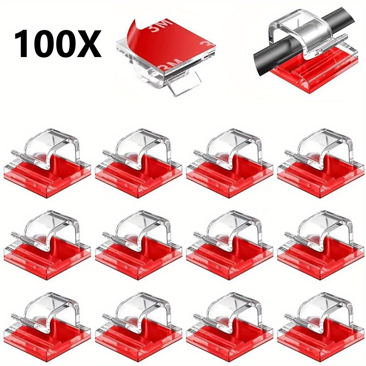 60 piezas (Transparentes) Clips para cables, Clips para cables  autoadhesivos, Clips adhesivos para organización de cables, soporte de  pared, clips organizadores para el hogar y la oficina Rojo Verde