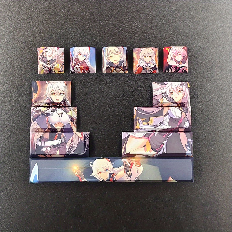 Kawaii genshin impacto anime personalidade keycaps cereja perfil