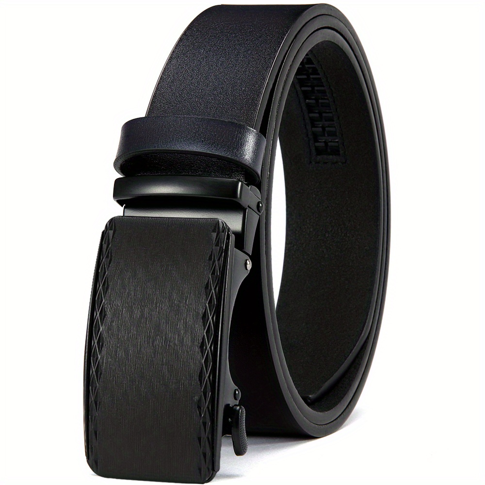 Men's Leather Ratchet Belt Automatic Buckle For Casual Jeans