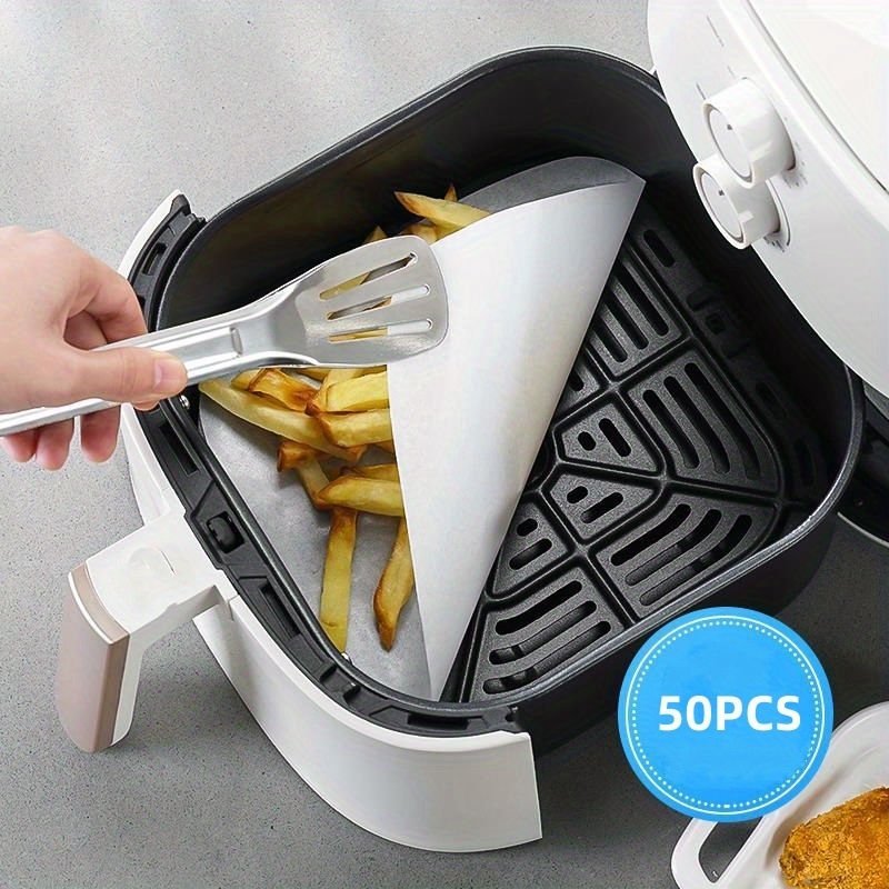 50pcs Square/round Air Fryer Liners, Silicon Oil Paper Tray Liner,  Disposable Food Pads For Baking