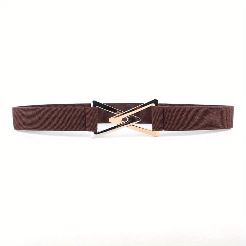 Double Triangle Metal Buckle Belt Women's Elastic Dress Belt