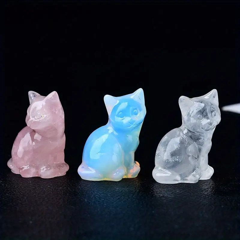 1шт. кристальные резьбы кот карманный подарок кристалл подарок животное статуя кристалл статуя каменные детали 3