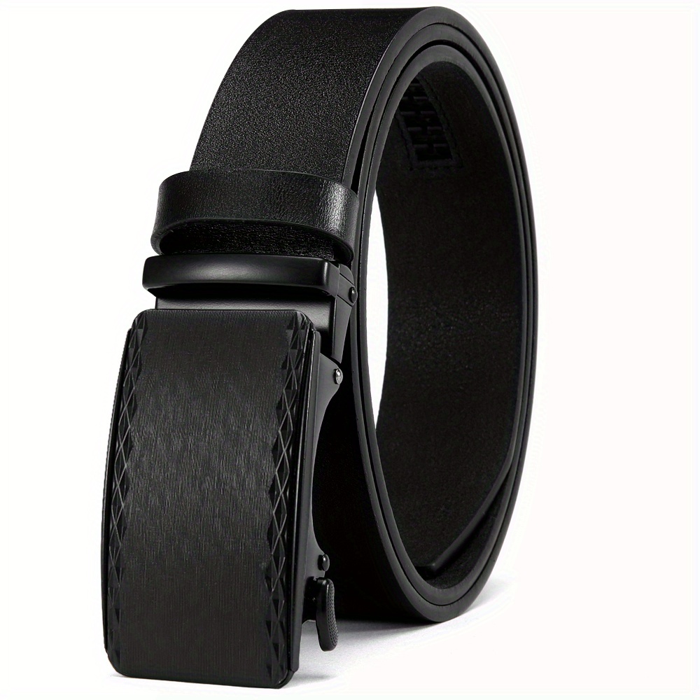 Men's Leather Ratchet Belt Automatic Buckle For Casual Jeans