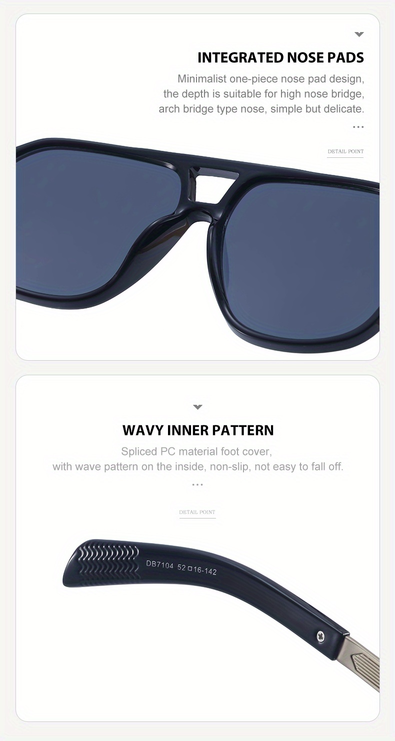 Retro Trendy Double Beam Sunglasses With Large Frame For Men Driving