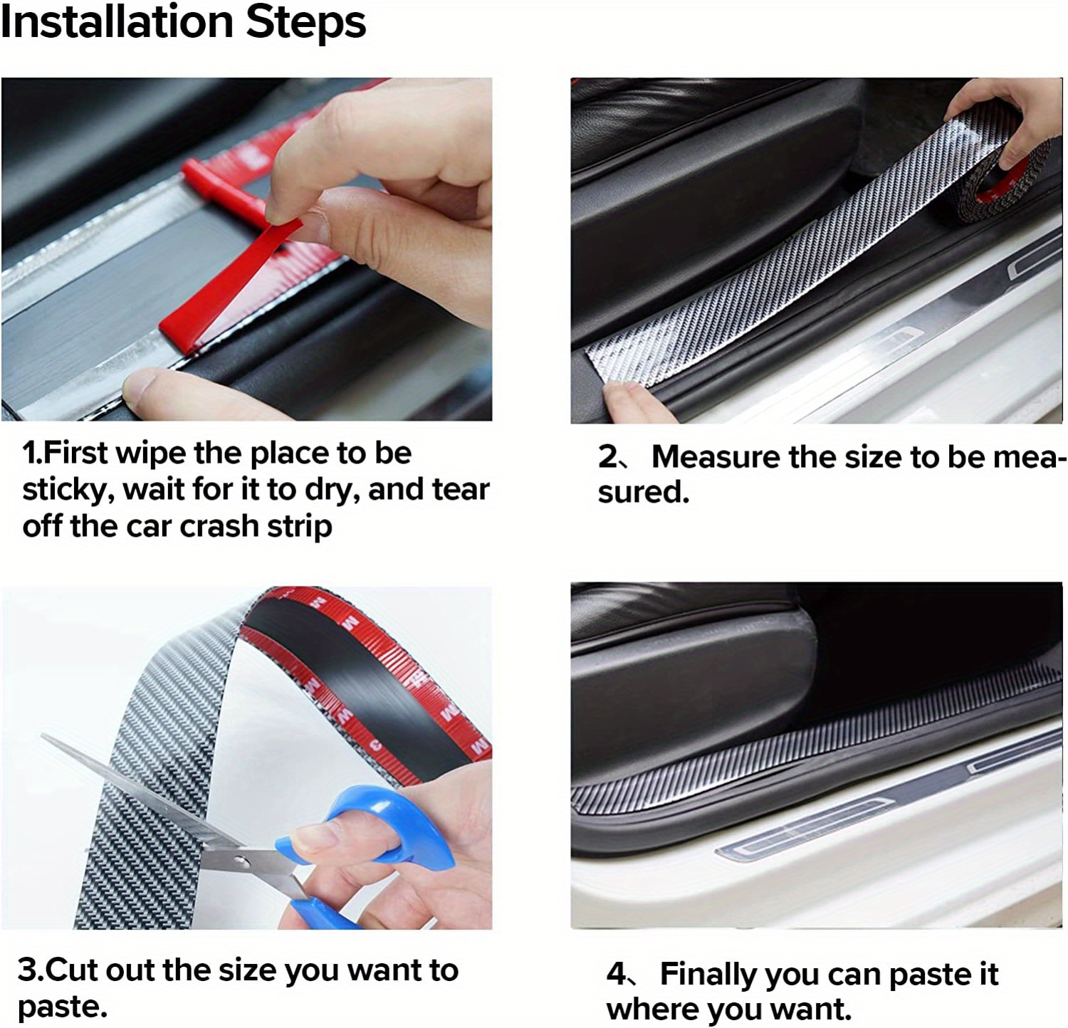 Car Sticker Carbon Fiber Rubber Door Entry Guards Scratch Cover