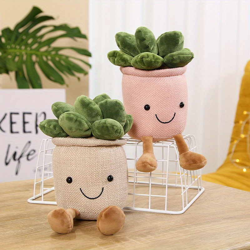 Sijiali Succulent Plush Toy Smile Display Mold Soft Plants Pillow House  Decorations