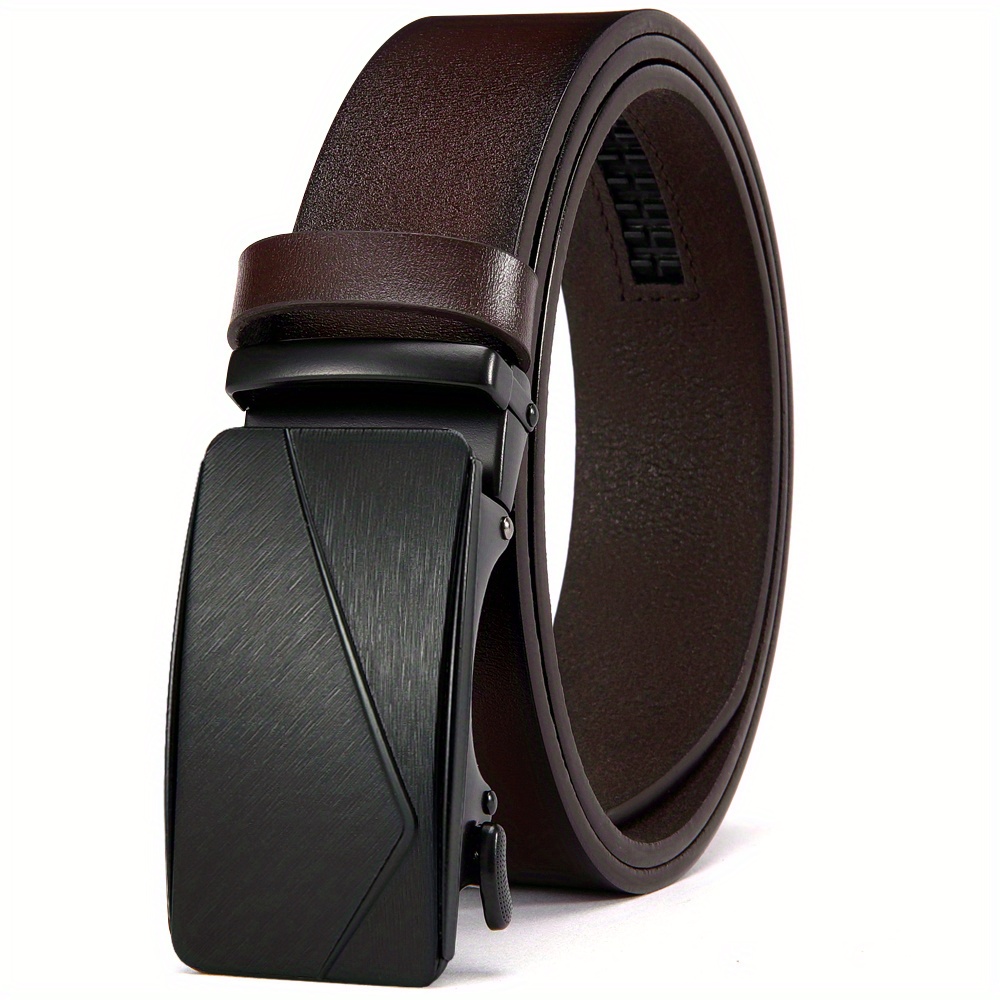 Men's Leather Ratchet Belt Automatic Buckle For Casual Jeans