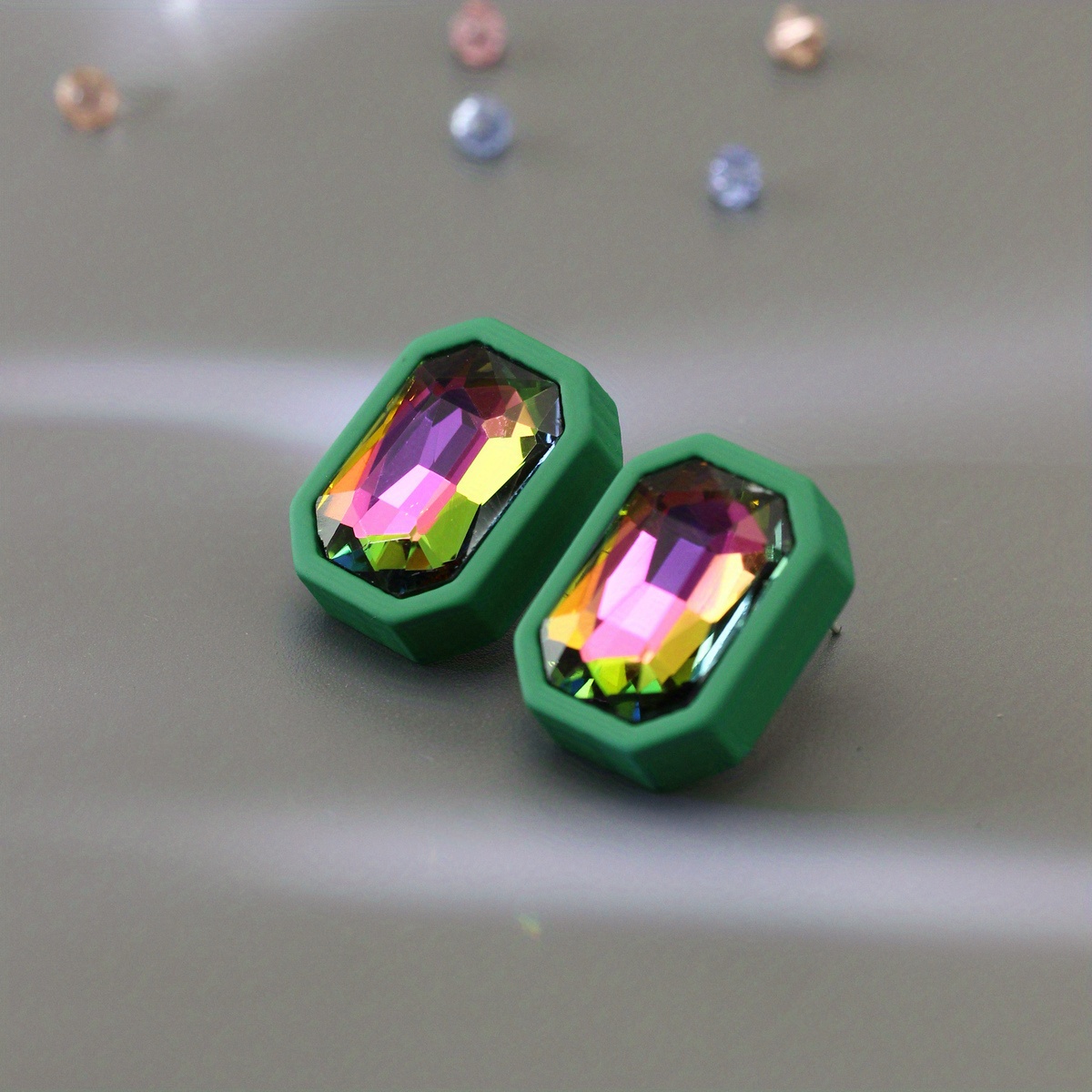 Image of Black Colorful Stone Earrings For Women