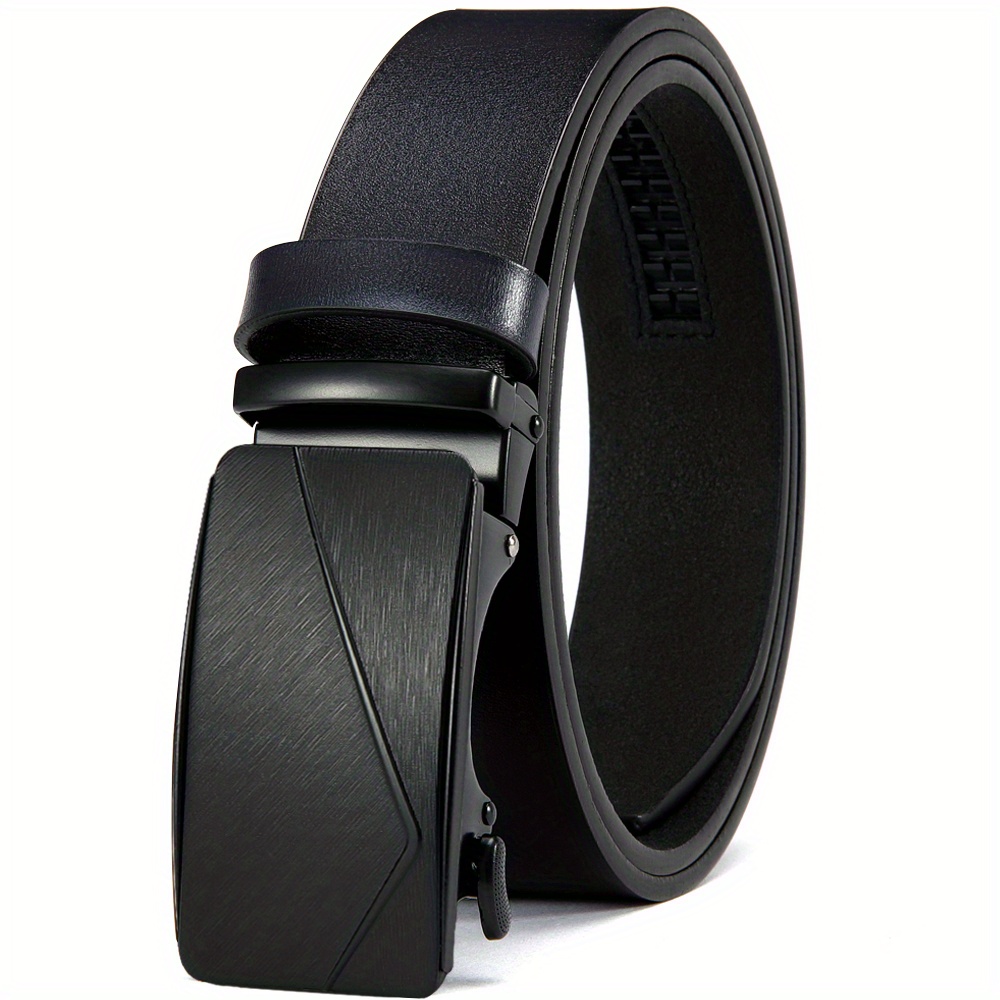 Men's Leather Ratchet Belt Automatic Buckle For Casual Jeans