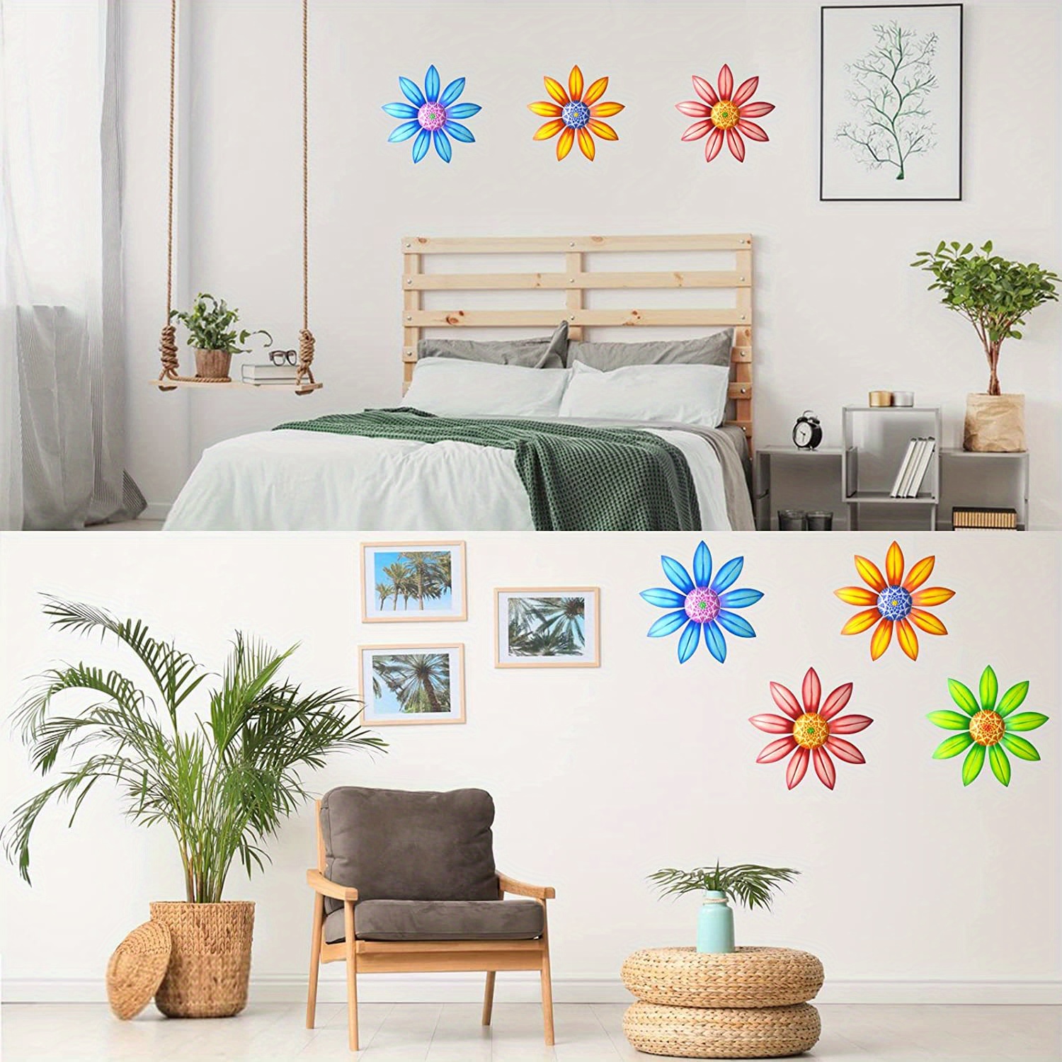 3 Pieces Rustic Wall Decor Wood Round Wall Art Farmhouse Hanging Decoration For Living Room Bedroom Home Indoor Outdoor Office Apartment Wall Decor Size 11.6*11.6in