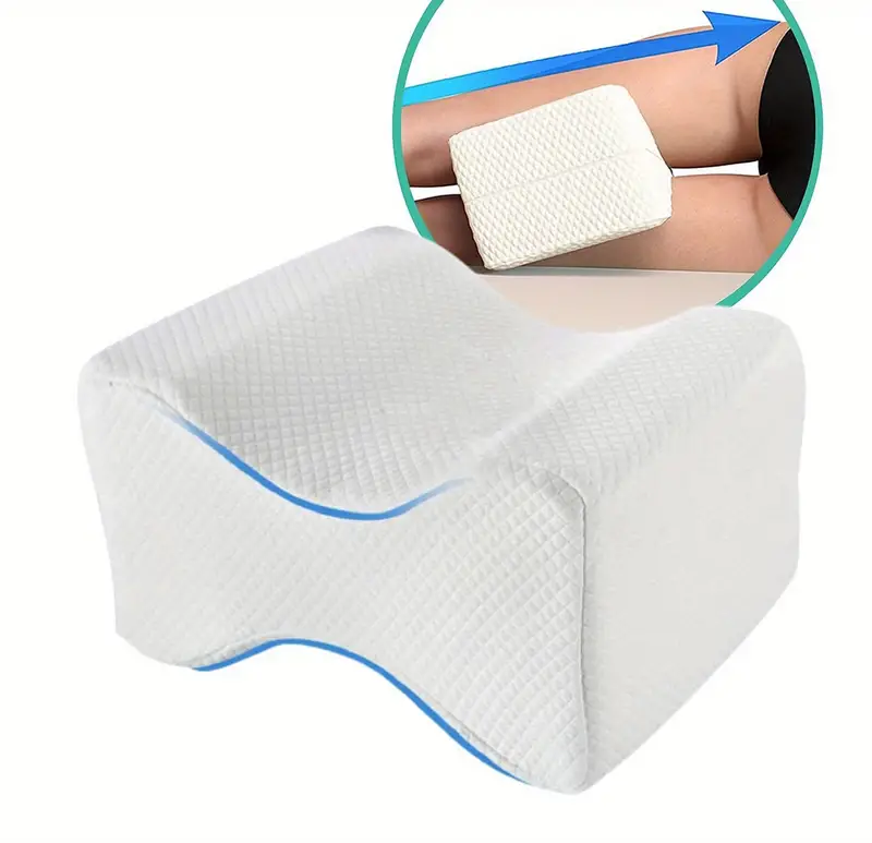 Knee Pillow for Side Sleepers - 100% Memory Foam Wedge Contour - Leg Pillows  for Sleeping - Spacer Cushion for Spine Alignment, Back Pain, Pregnancy  Support - Sciatica, Hip, Joint, Surgery Pain Relief White