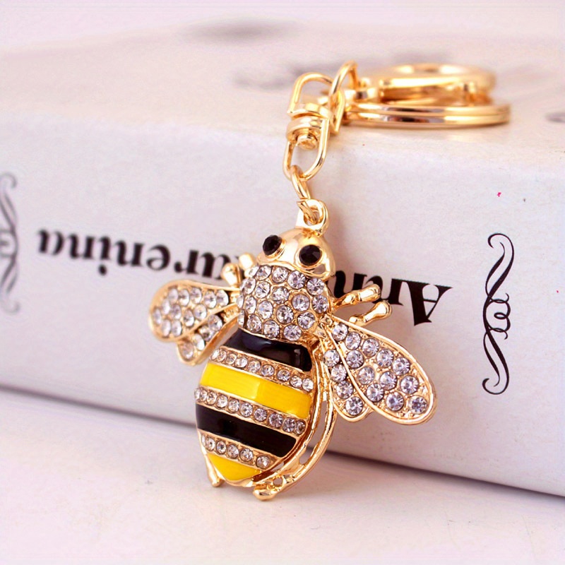 Creative Crystal Inlaid Artificial Diamond Bee Car Key Chain