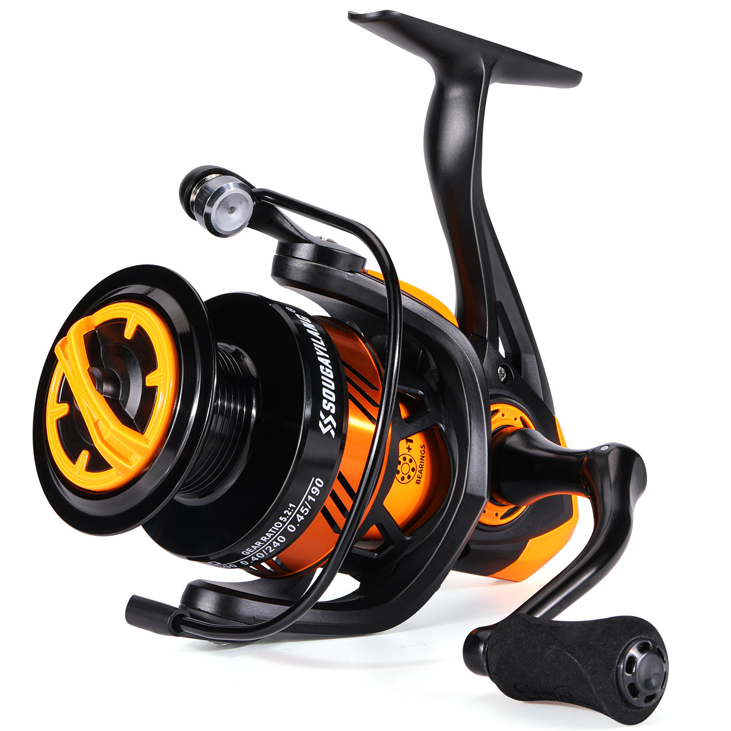 Sougayilang Spinning Fishing Reel - 11+1 BB, 5.2:1 High Speed Gear Ratio,  Ultra-Smooth Lightweight Design - Ideal for Bass, Trout, Freshwater and Salt