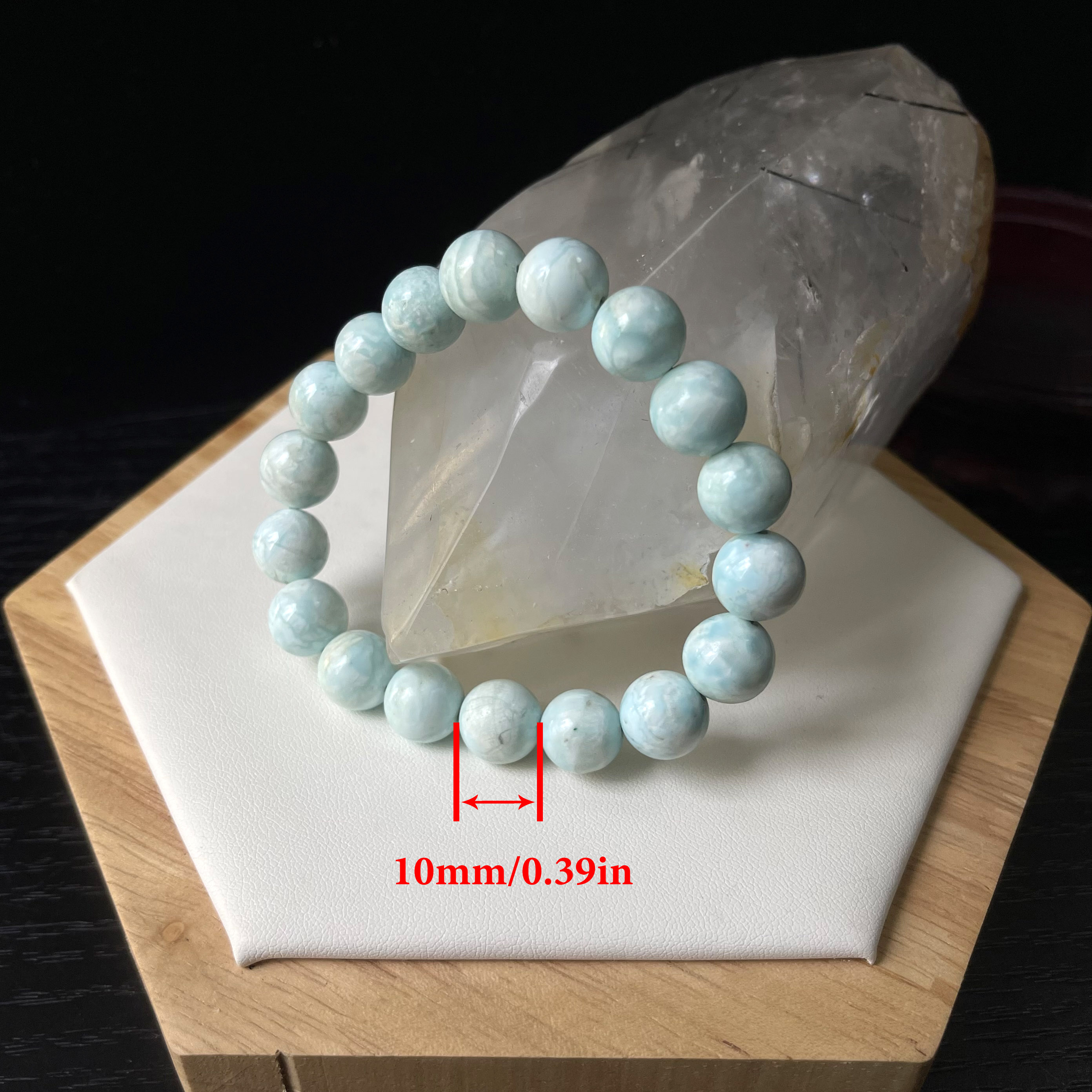 Larimar Gemstone Bracelet with 4mm Crystal Beads – Djuna Studios