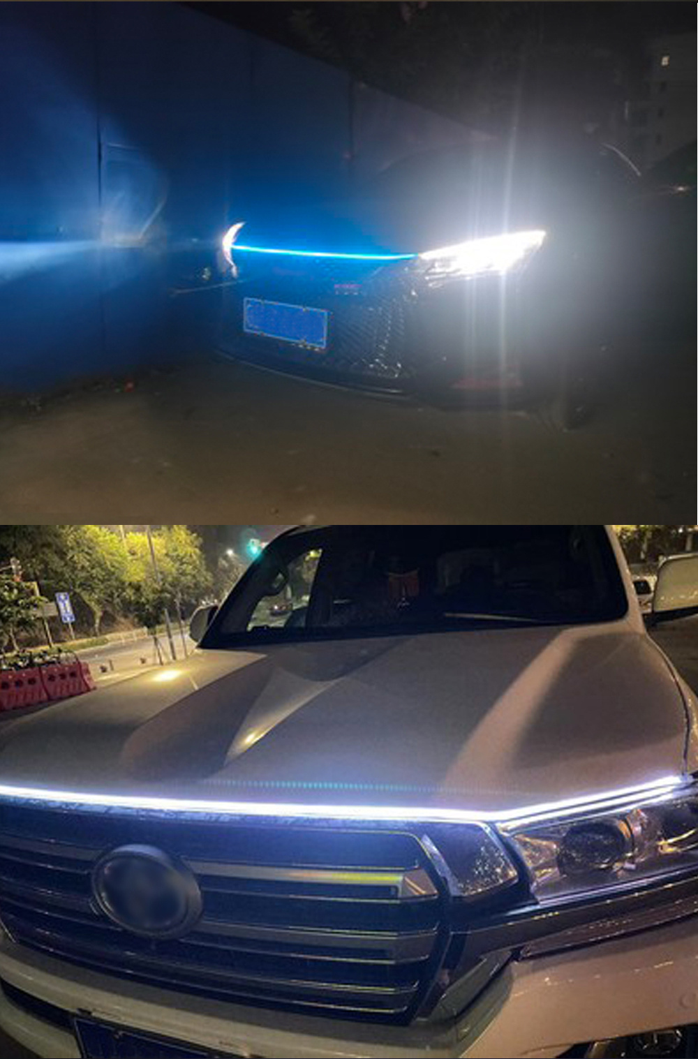 1 5m 1 8m car led hood light universal daytime running light flexible scan light strip 12v car decoration atmosphere light white ice blue waterproof details 7