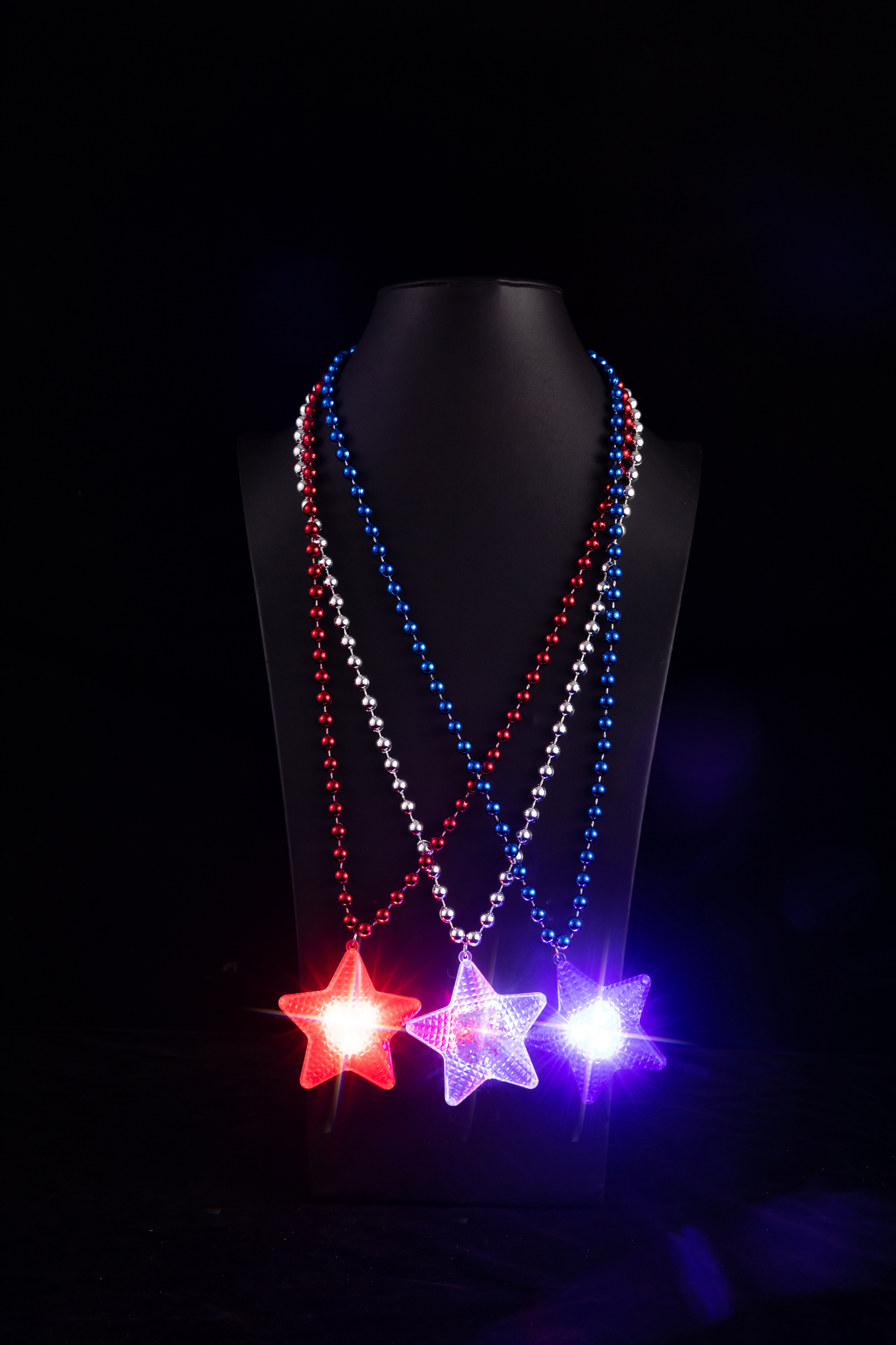 Bulk 48 Pc. Glow-in-the-Dark Patriotic Bead Necklaces