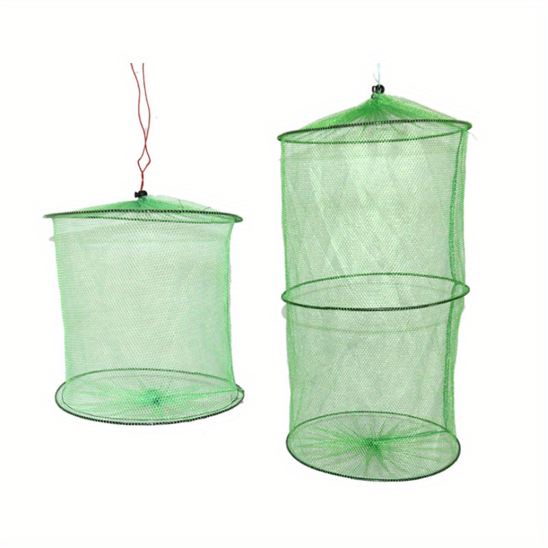 Foldable 2-Layer Fish Guard Nets Mesh Portable Nylon Fishing Trap Net Cage