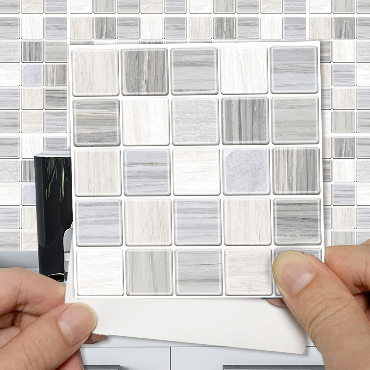 Luxury Adhesive White Leaf Tile Mosaic Sticker