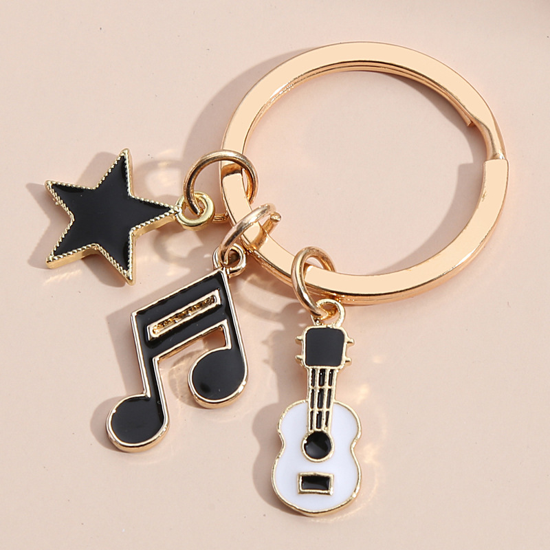 1pc Music Theme Key Chain Backpack Pendant Key Chain Charms Music Note  Microphone Keychain Gifts 