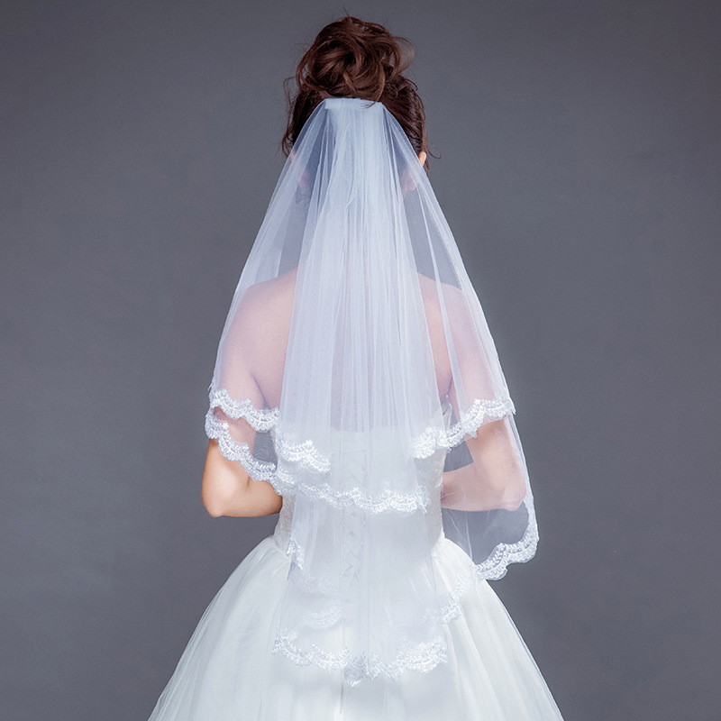 Voile de mariée Dentelle blanc Dentelle Mariage Super long Avec le