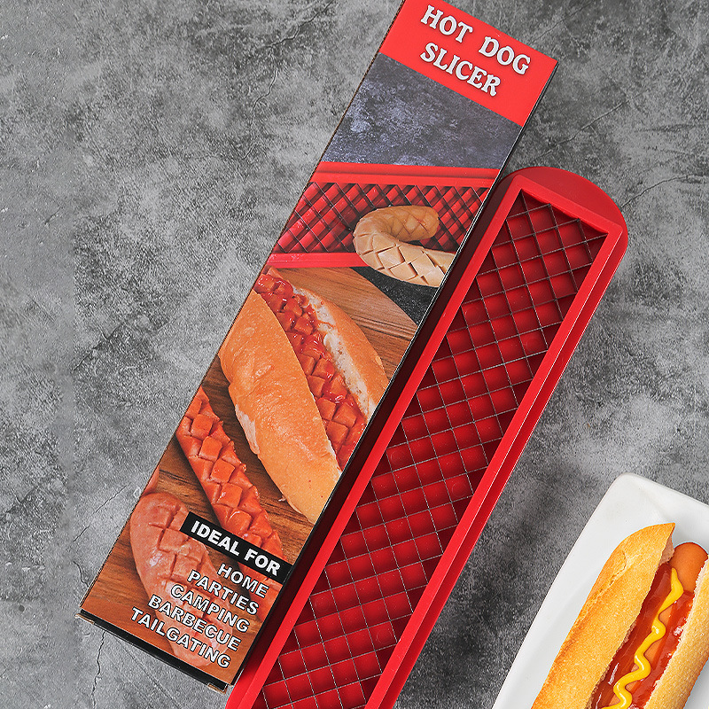 1pc Red Sausage Hot Dog Cutter, Bbq And Kitchen Hot Dog Slicing