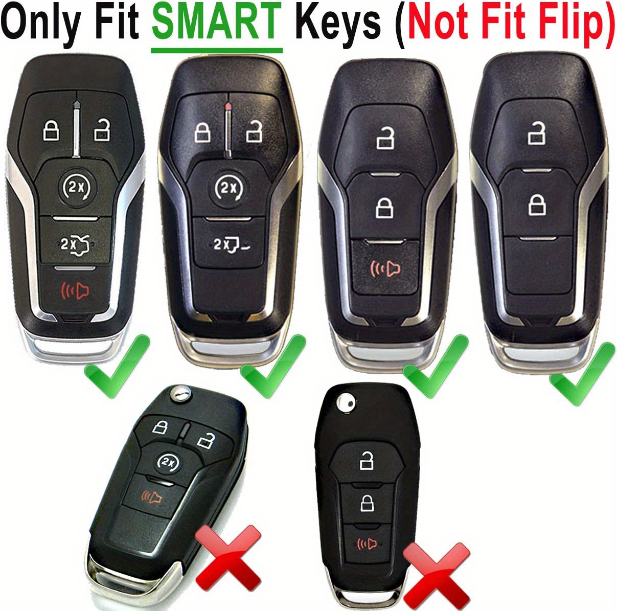 Key Case Cover With Key Holder For Ford Fusion, Mustang, F150, Edge,  Explorer, Mkz, Mkc, Mkx Smart Remote Keys - Temu