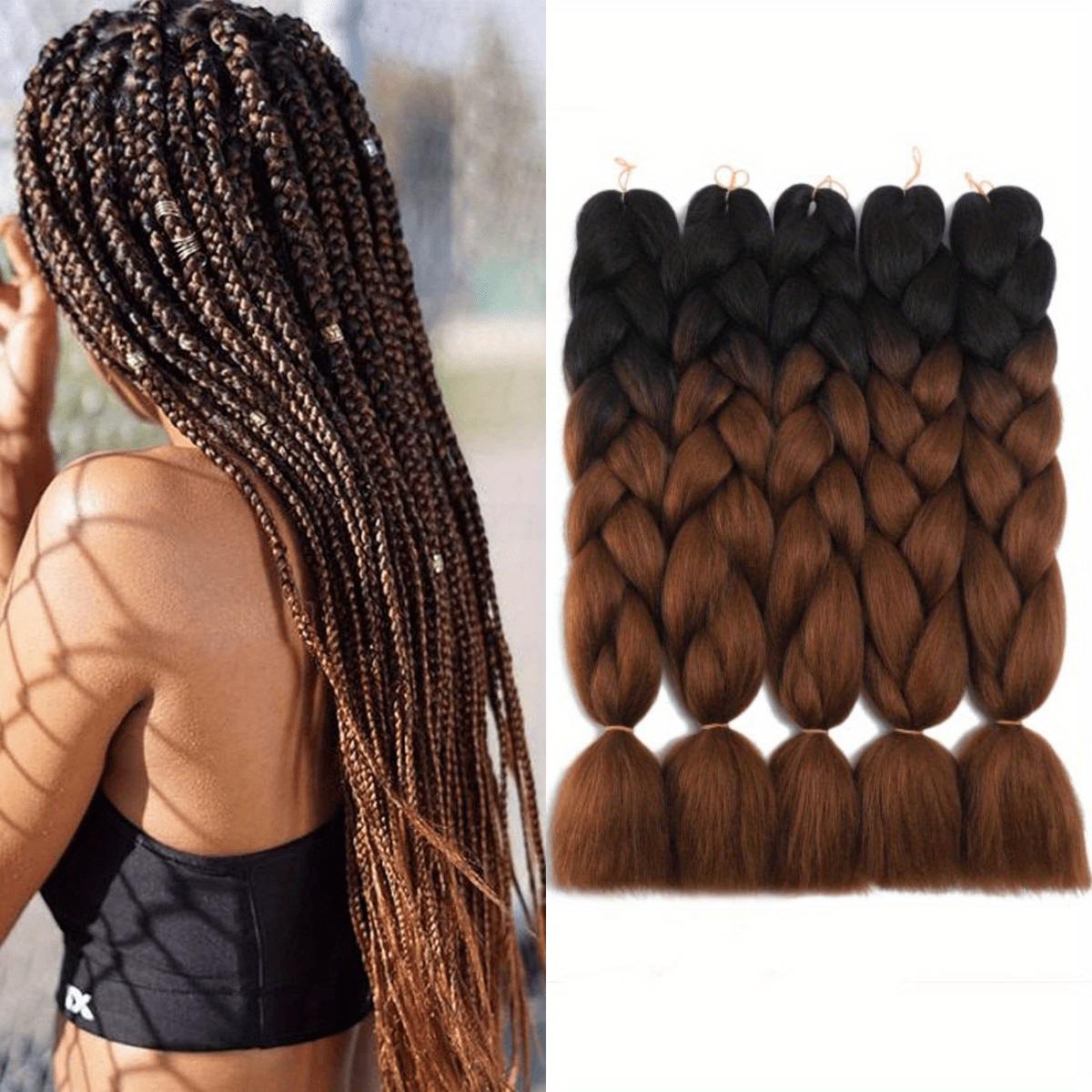 Rainbow Ombre Synthetic Braiding Xpression Braiding Hair Extension