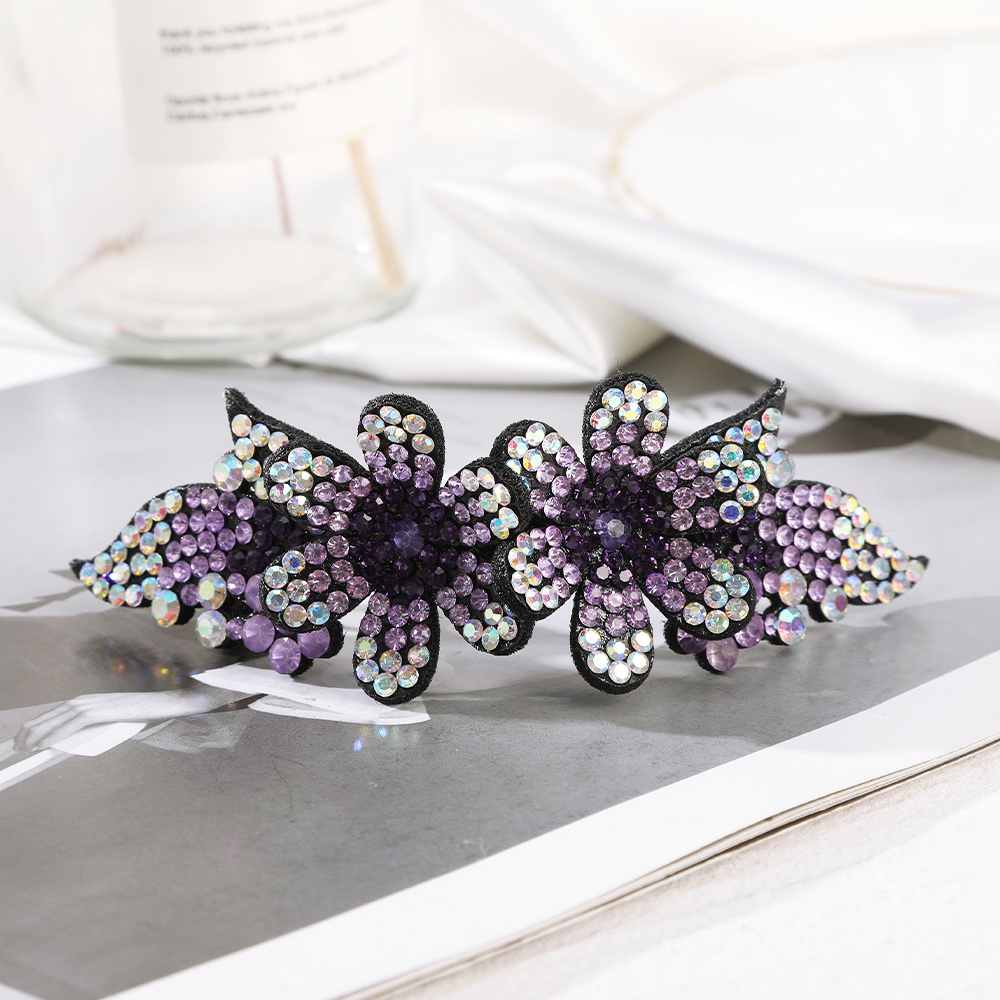 LOUIS VUITTON flower rhinestone hair clip accessory barrette Metal