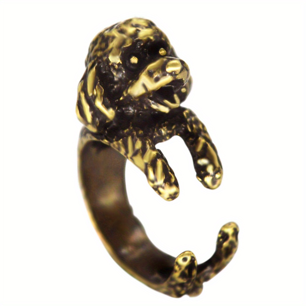 Pet Gift Boho Poodle Dog Animal Rings, Adjustable Statement