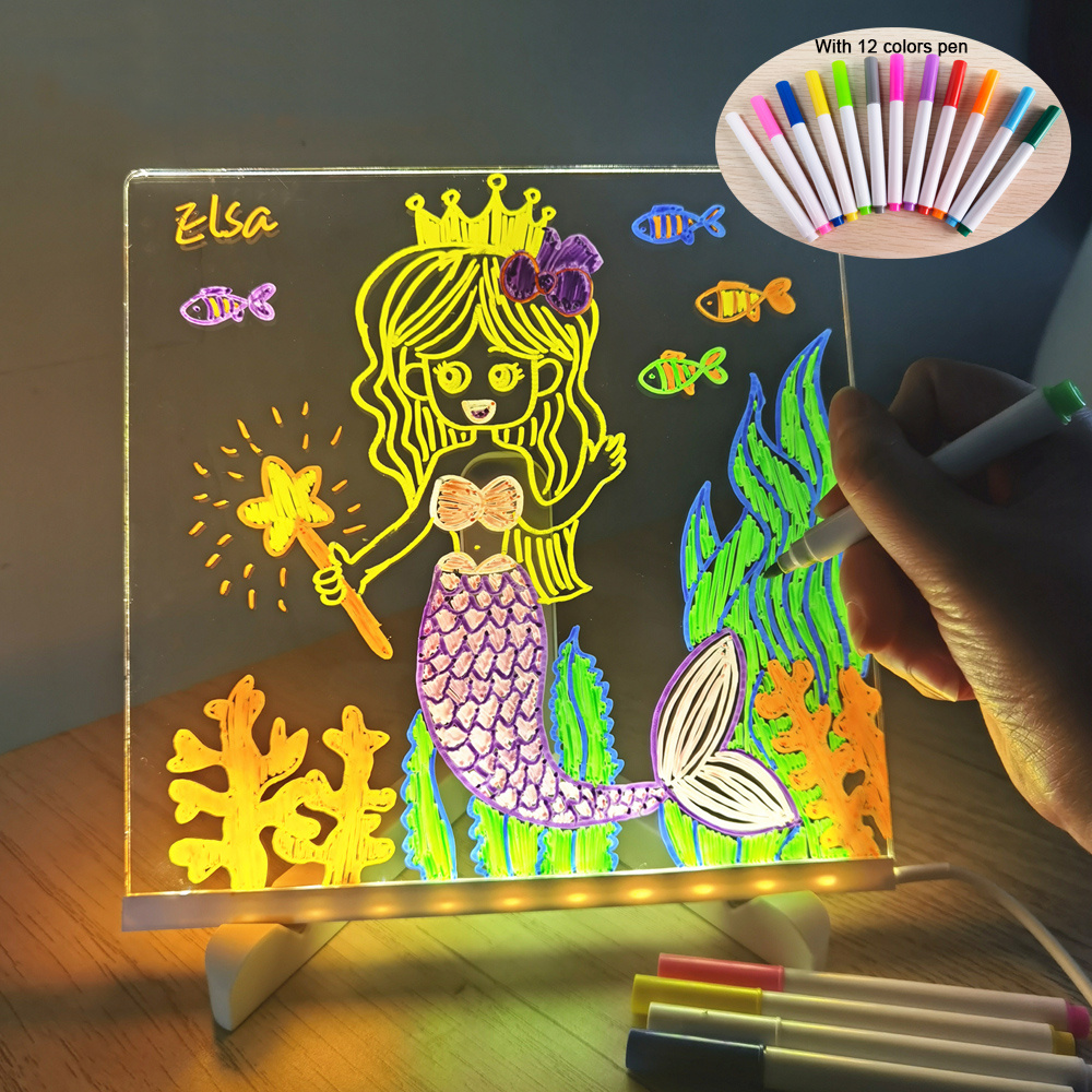 Kids Drawing Light Board, 3D Colorful Light Board Minimalist Design Soft  Light for Children for DIY (Ocean Type)