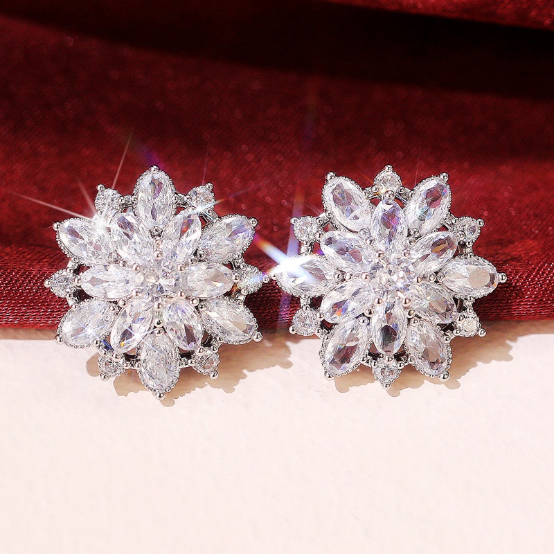 Image of Luxurious Nigerian Wedding Pins Ear Jewelry Full Micro Pave Cz Round Drop With Baguette White Topaz Bridal Earrings