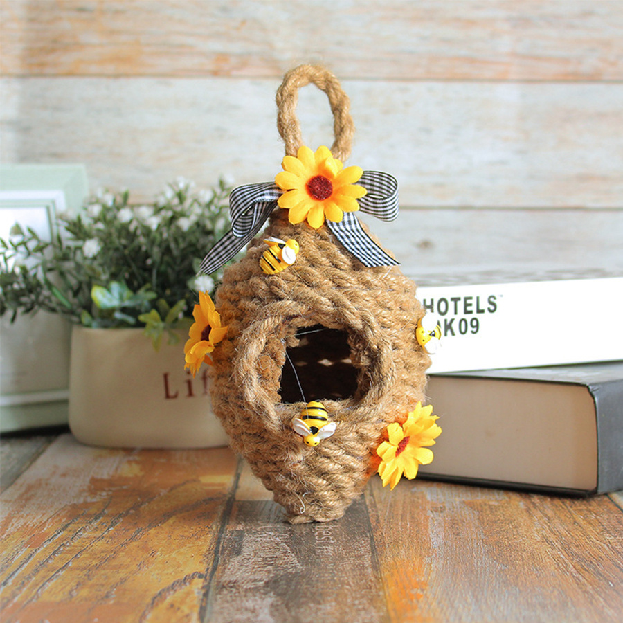 Mini Skep Bee Hive Without the Loop, Jute Bee Hive, Bee Tier Tray