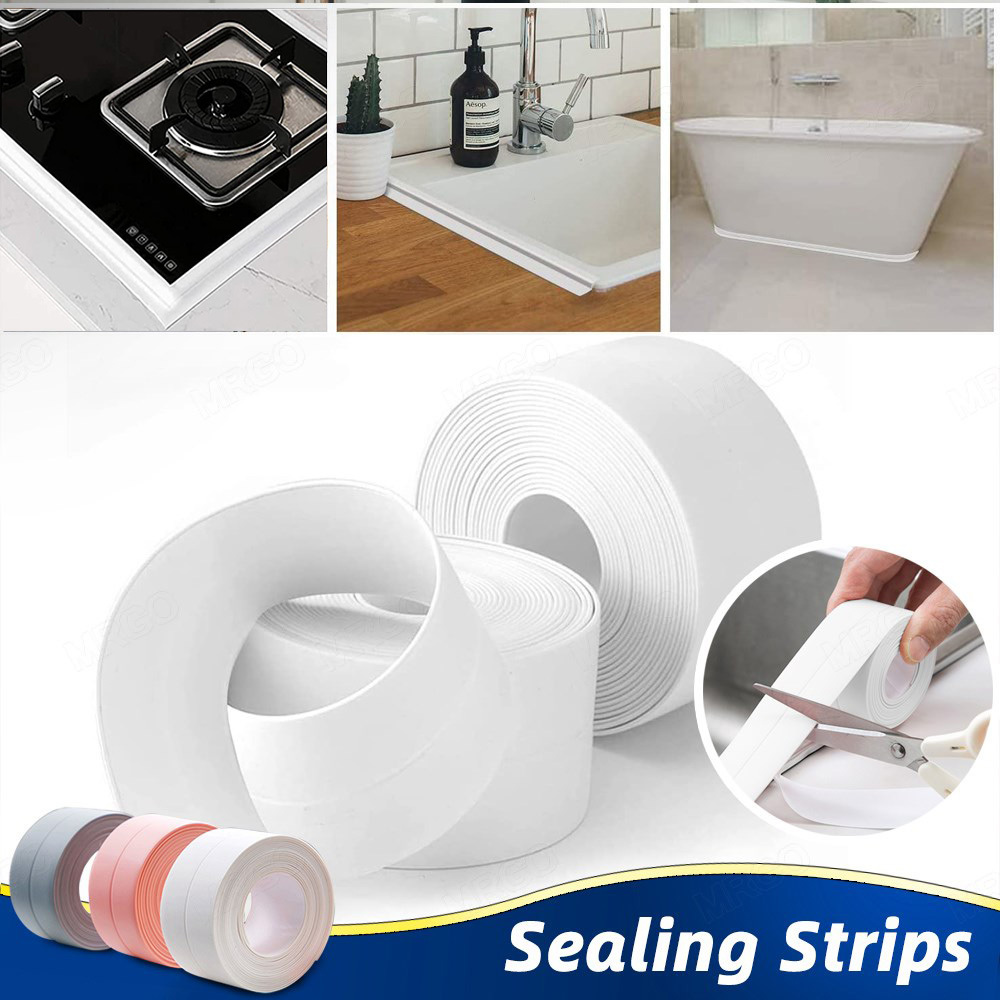 1/2/3M*22mm/38mm Sealing Strip Tape Bathroom Shower Sink Bath Caulk Tape  White PVC Self adhesive Waterproof Wall sticker for Bathroom Kitchen