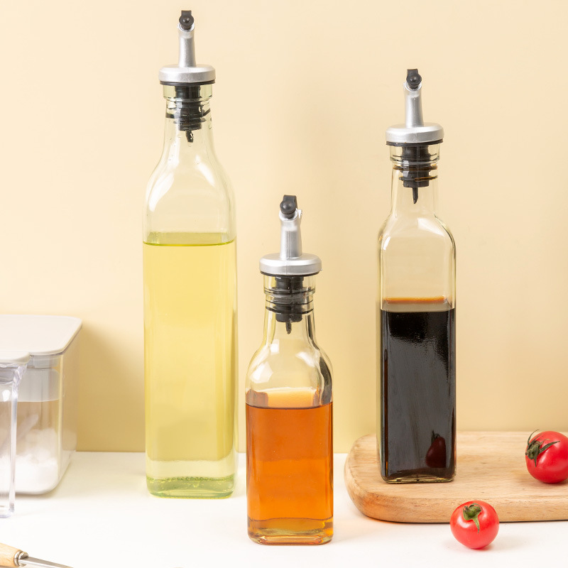 Botella dispensadora de aceite de oliva, botellas de vidrio de aceite de  oliva de 17 onzas con boquilla fácil de verter, juego de aceite y vinagre  con